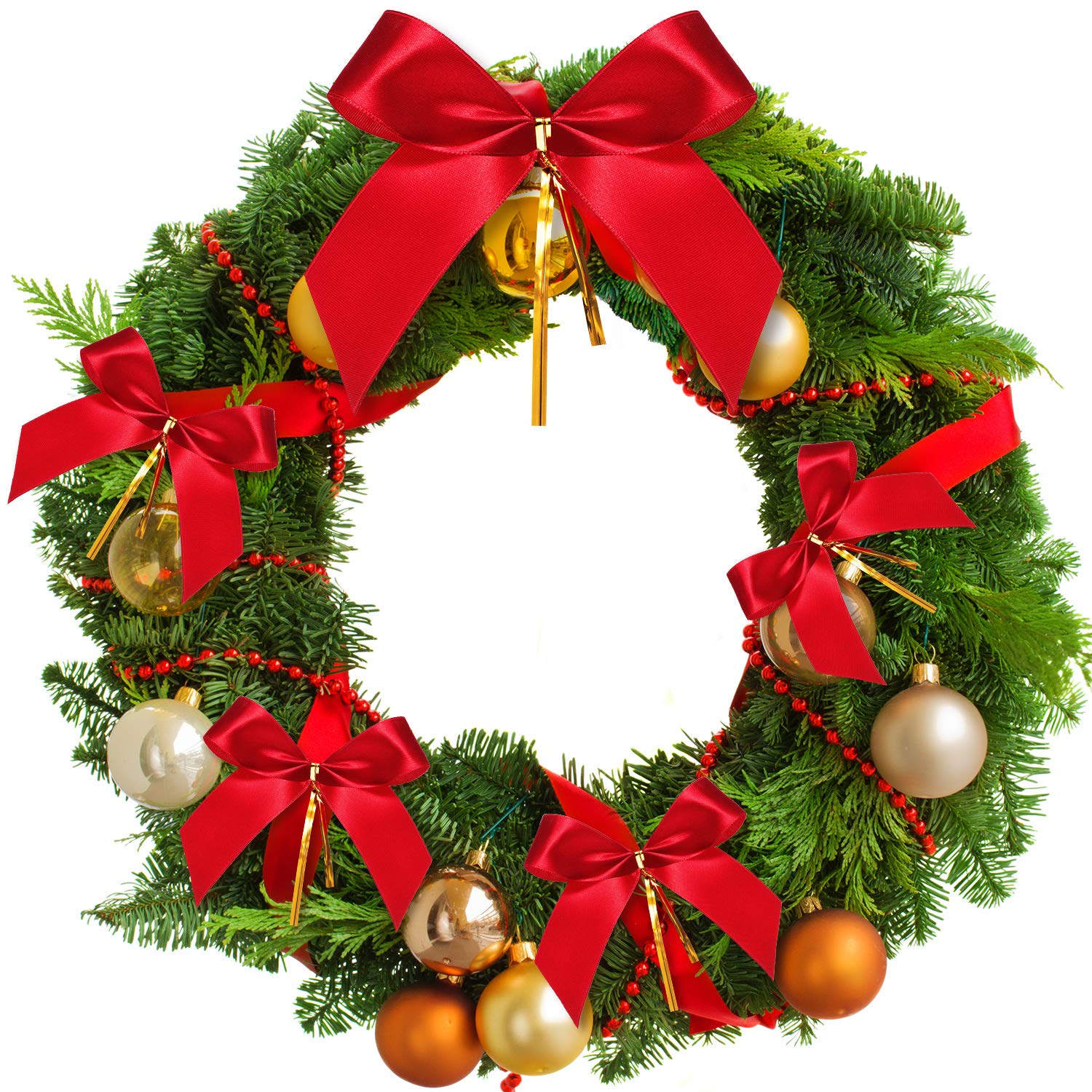 48 Fiocchi Natalizi Rossi Con Sacchetto - Decorazioni Per Albero, Ghirlande E Regali, Vellutati E Riutilizzabili