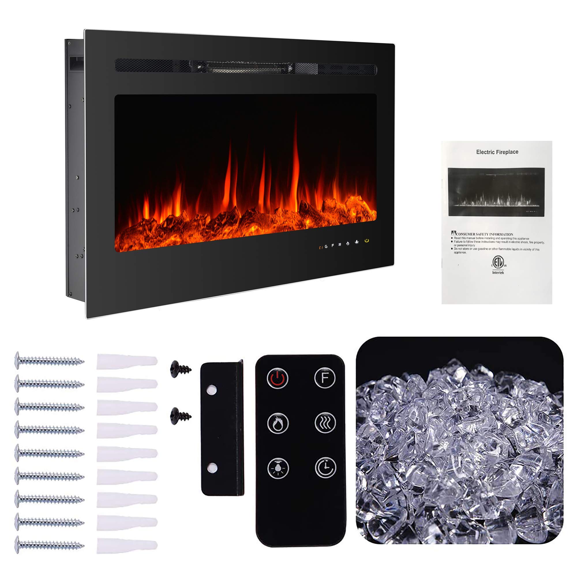 PAOLFOX Electric Fireplace Inserts,36 inch Electric Fireplace,Electric