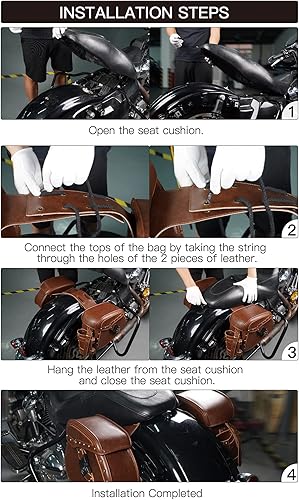 Miniatura 8 de NICECNC Alforjas para Sillín, Alforjas de Motocicleta de Cuero PU, Correas Reforzadas y Pieza de Sillín, con Portavasos y Cerradura, Alforjas