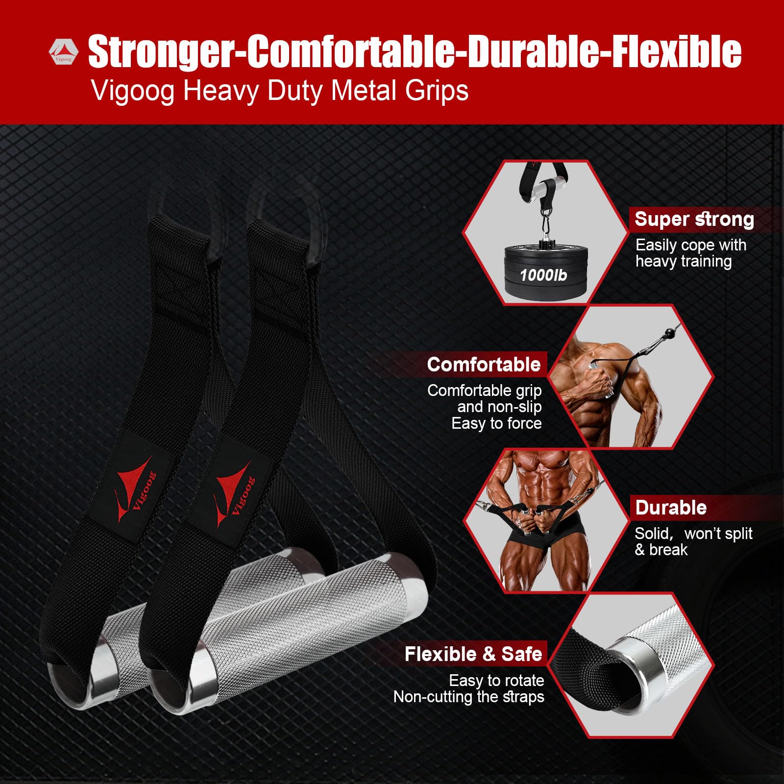 Professionelle Metall-Workout-Griffe, robuste Ersatzgriff-Aufsätze für Kabelmaschinen, Widerstandsbänder, Lat-Pulldown, Kraftübungen, Heim-Fitnessgeräte und kommerzielle Fitnessgeräte