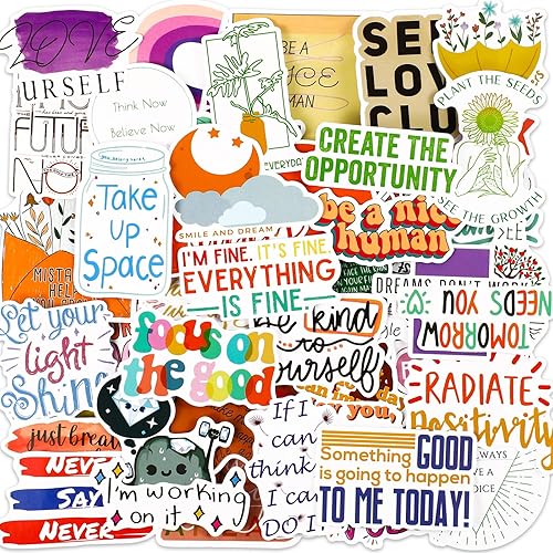 Miniatura 1 de Sabary Paquete de 100 calcomanías motivacionales de PVC impermeables para concientización sobre la salud mental, paquete de calcomanías de vinilo