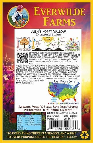 Miniatura 5 de Everwilde Farms - 15 semillas de flores silvestres nativas de malva amapola de Bush - Paquete de semillas jumbo Gold Vault