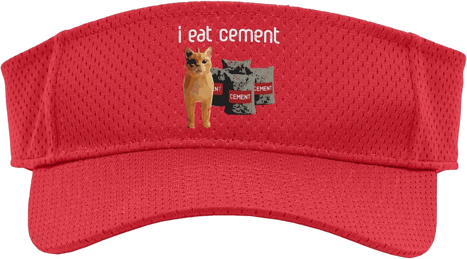 Cat Meme I Eat Cement Funny Viral Dank Humor Men Women Kids Sport Sun Visor