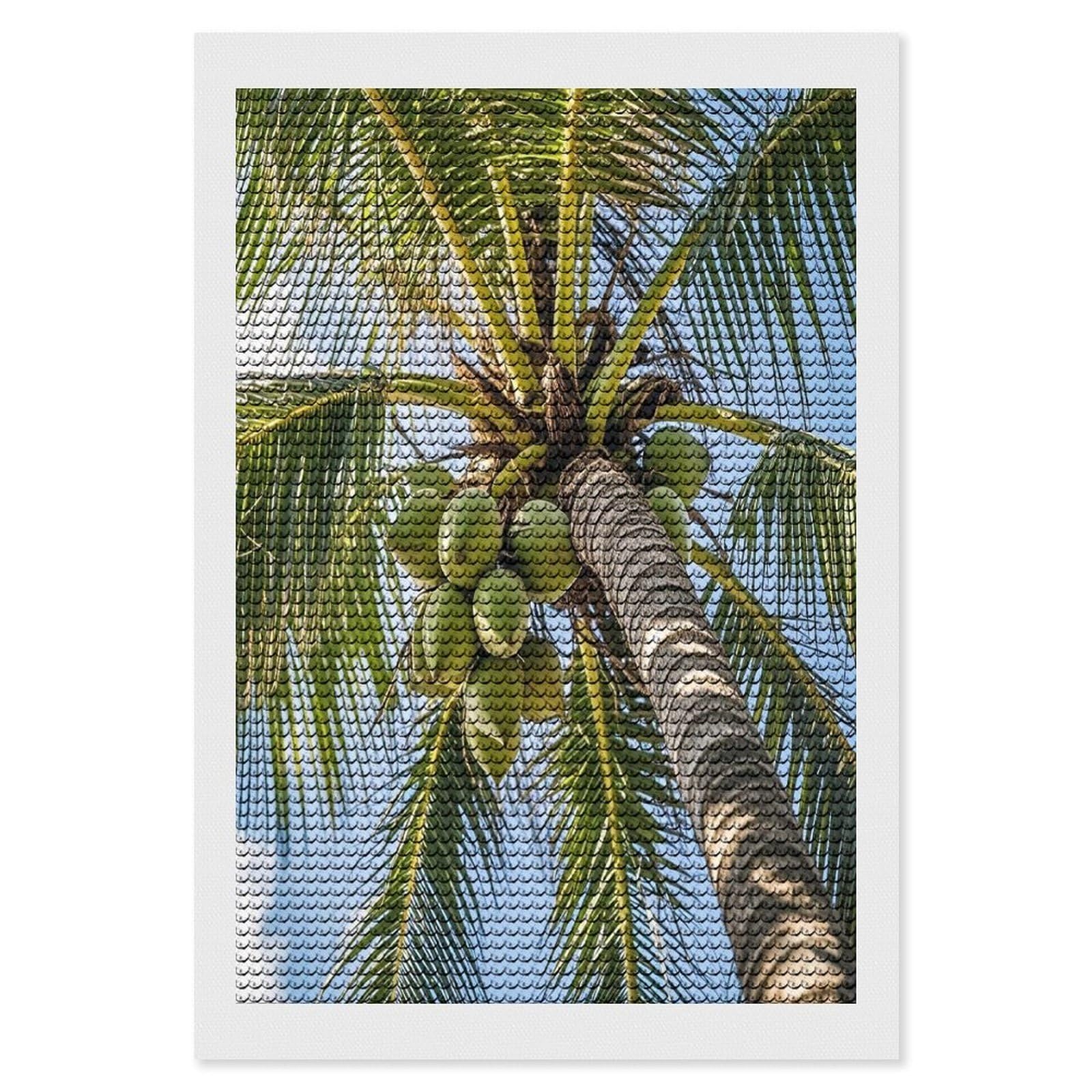 FekiLoot Coconut Tree Diamond Painting Kits for Adults Full Round Drill Diamond Art Kits for Beginners 5D DIY Diamond Dots Paintings Diamonds Pictures Gem Art Home Wall Decor 8"x12"