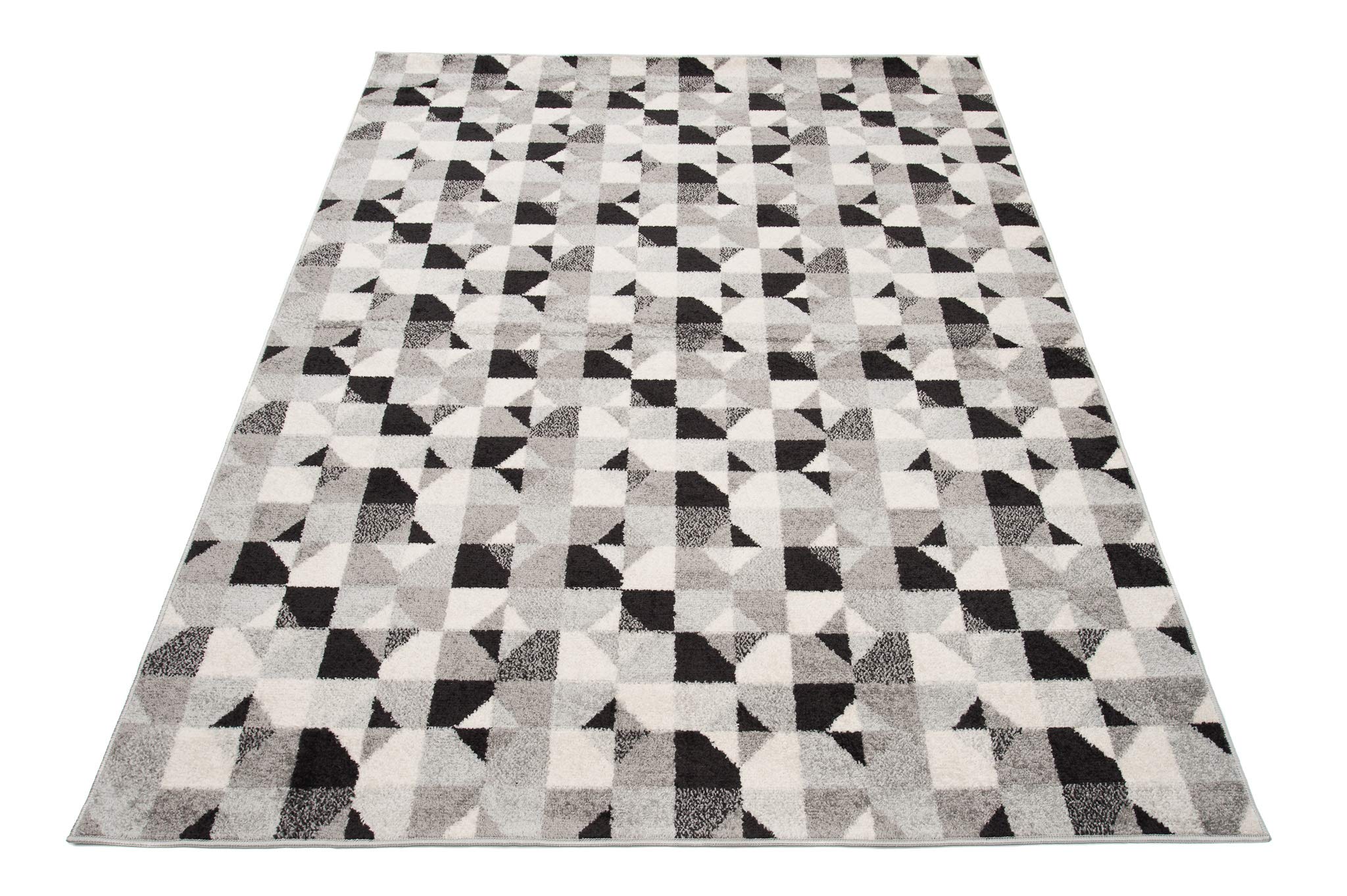 Tapiso LAZUR dywan do salonu, krótkie runo, nowoczesne wzornictwo, geometryczne figurki, kolor czarny, szary, kremowy, sypialnia, Ökotex 200 x 290 cm