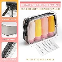 Vista 3 de Juego de botellas de viaje de silicona portátiles para artículos de tocador, paquete de 4 recipientes de tamaño de viaje aprobados por la TSA