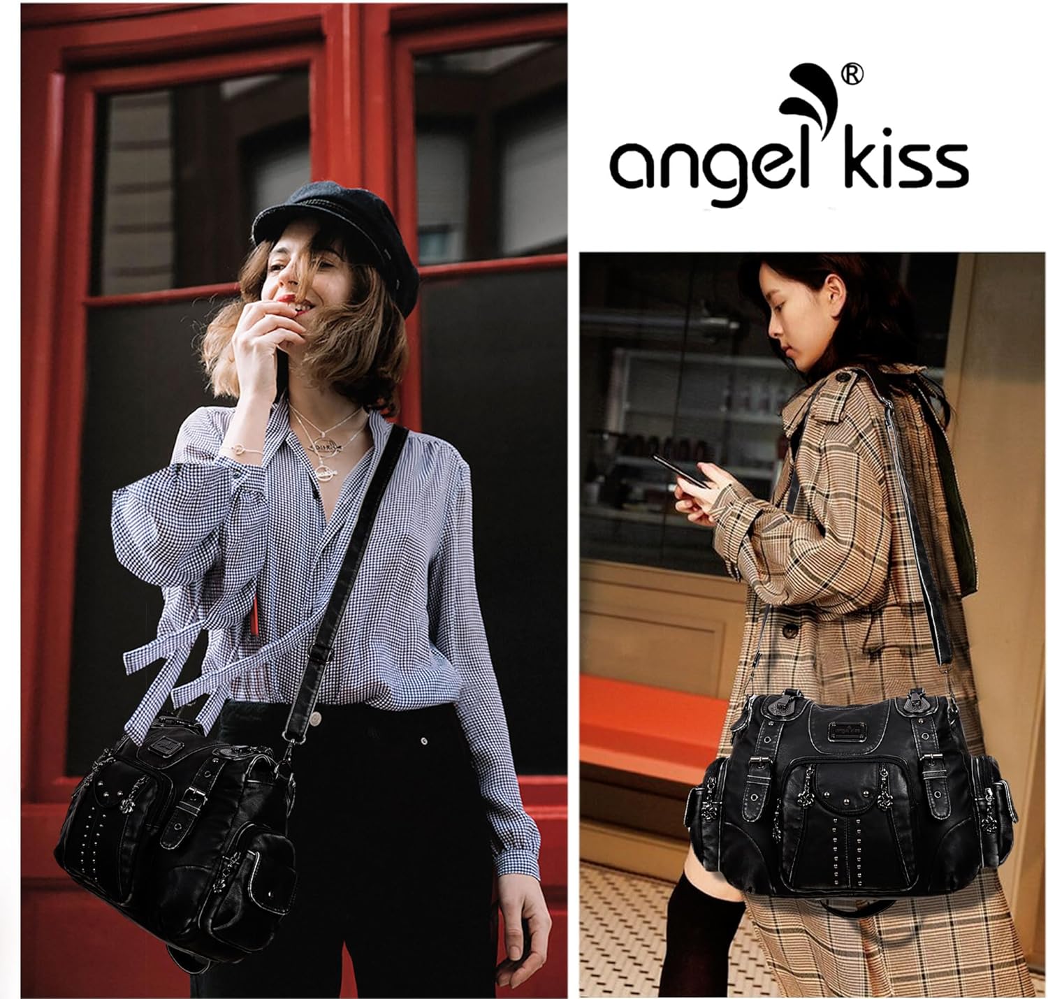 Angel Kiss Purses for Women Soft PU Leather Large Hobo Bags for Women Shoulder Bag | Soft, PU Leather, Large, Soft, PU Leather, Large - Image 2