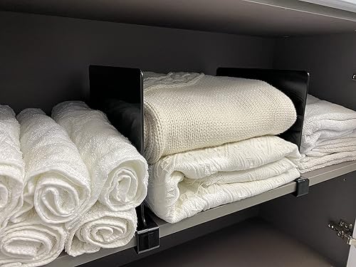 Miniatura 3 de CY craft Divisores de estantes acrílicos para armarios, separadores de estantes de madera, 2 separadores de estantes negros, perfectos para