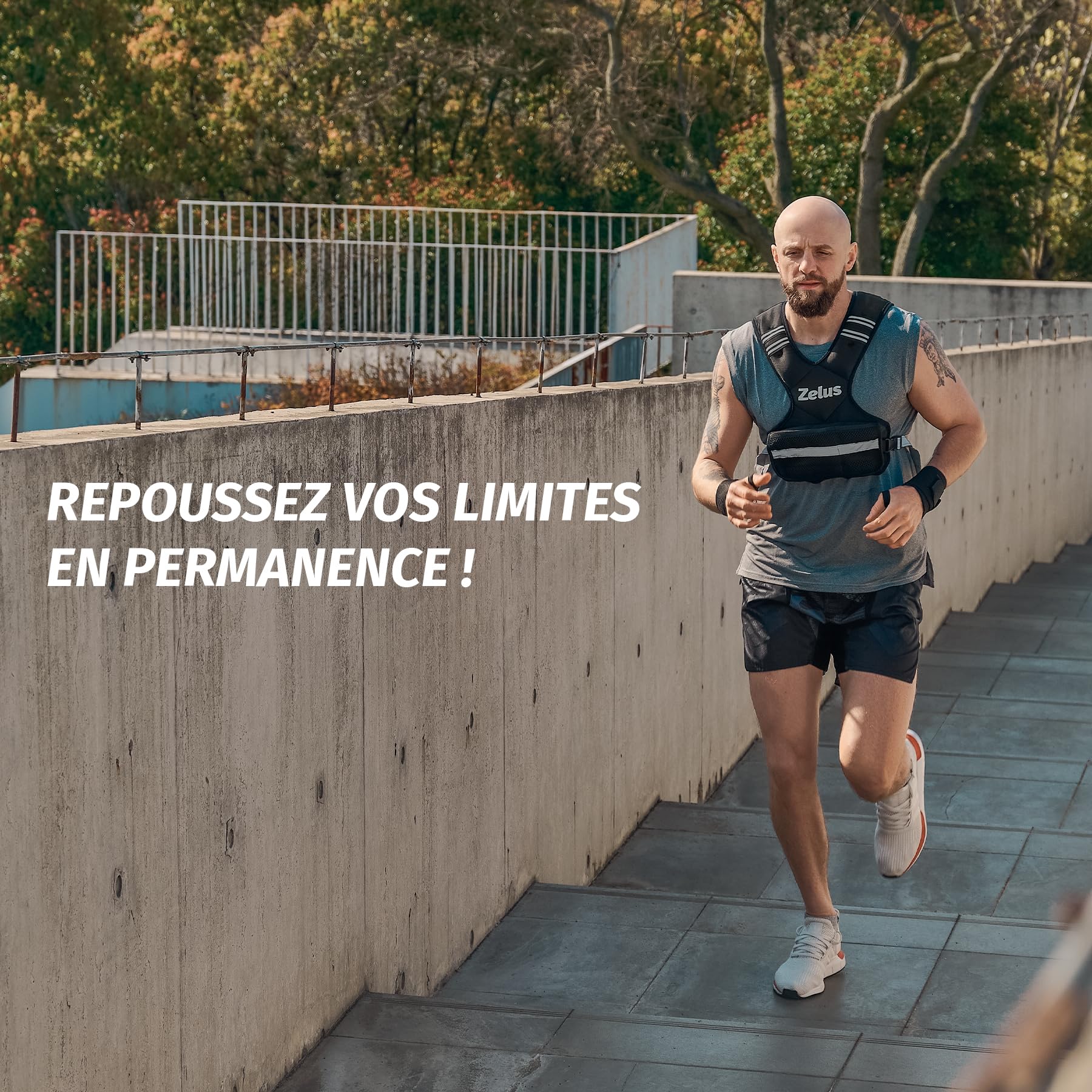 ZELUS Gilet Lesté 5kg/10kg/15kg/20kg Barre de Poids Réglable Veste Lestée de Course Entraînement pour Hommes Femmes Musculation Exercice Sports Gym Fitness Intérieur Extérieur, Noir