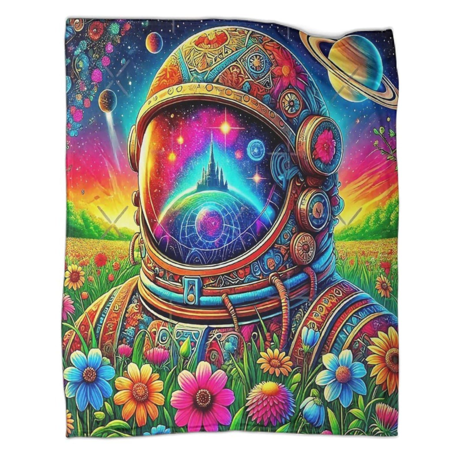 Plaid enfant astronaute flanelle chaude anti-froid pour voyage et lit