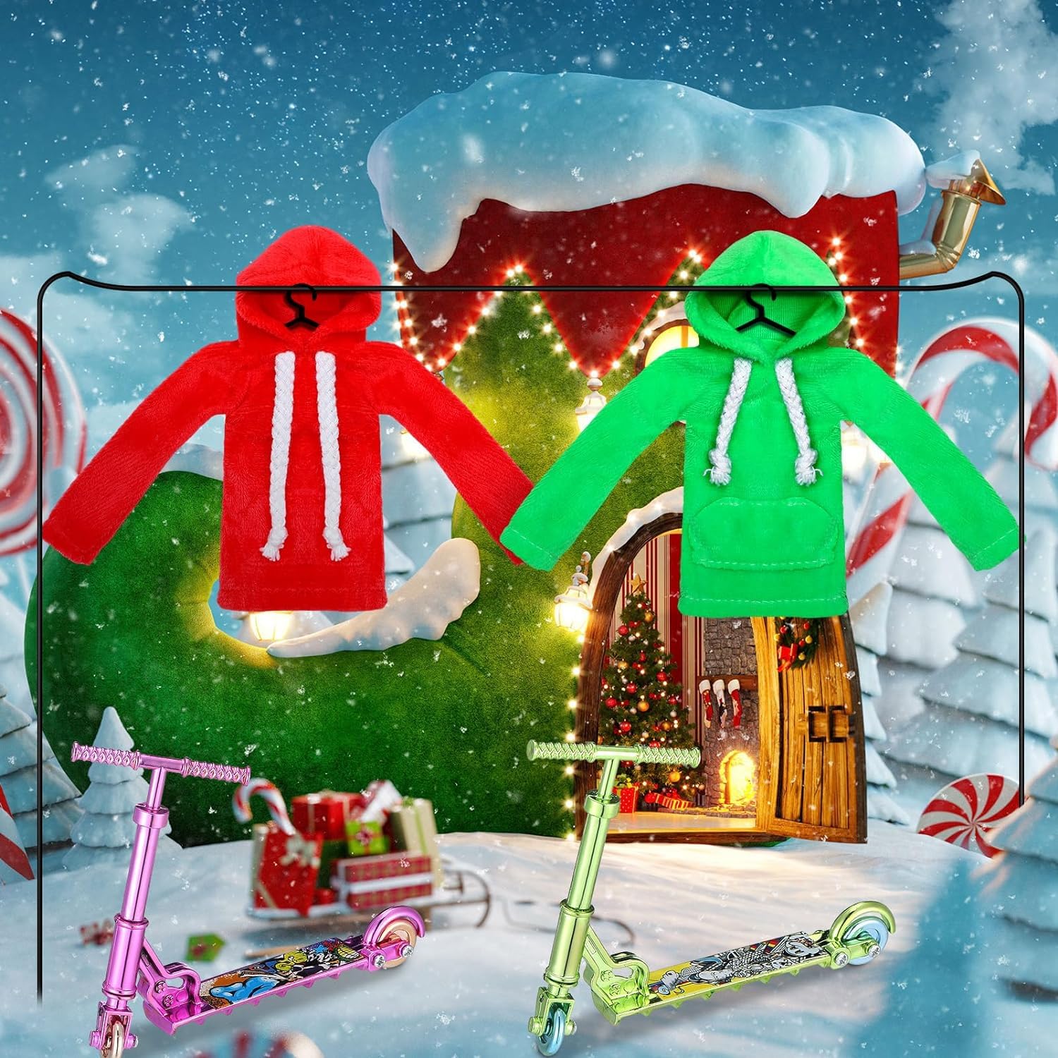 Accessori Per Elfo Di Natale – Set Da 4 Pezzi: Sacco A Pelo, Accappatoio, Grembiule E Cappello Da Cuoco Per Bambola, Costume Natalizio Fai Da Te - 3