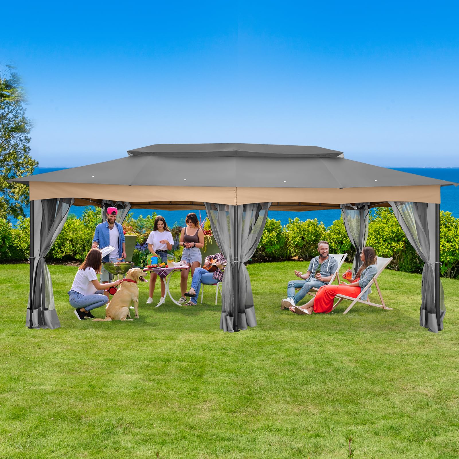 Amazon.co.jp: COBIZI Gazebo 10x20 高耐久パティオガゼボ 蚊帳