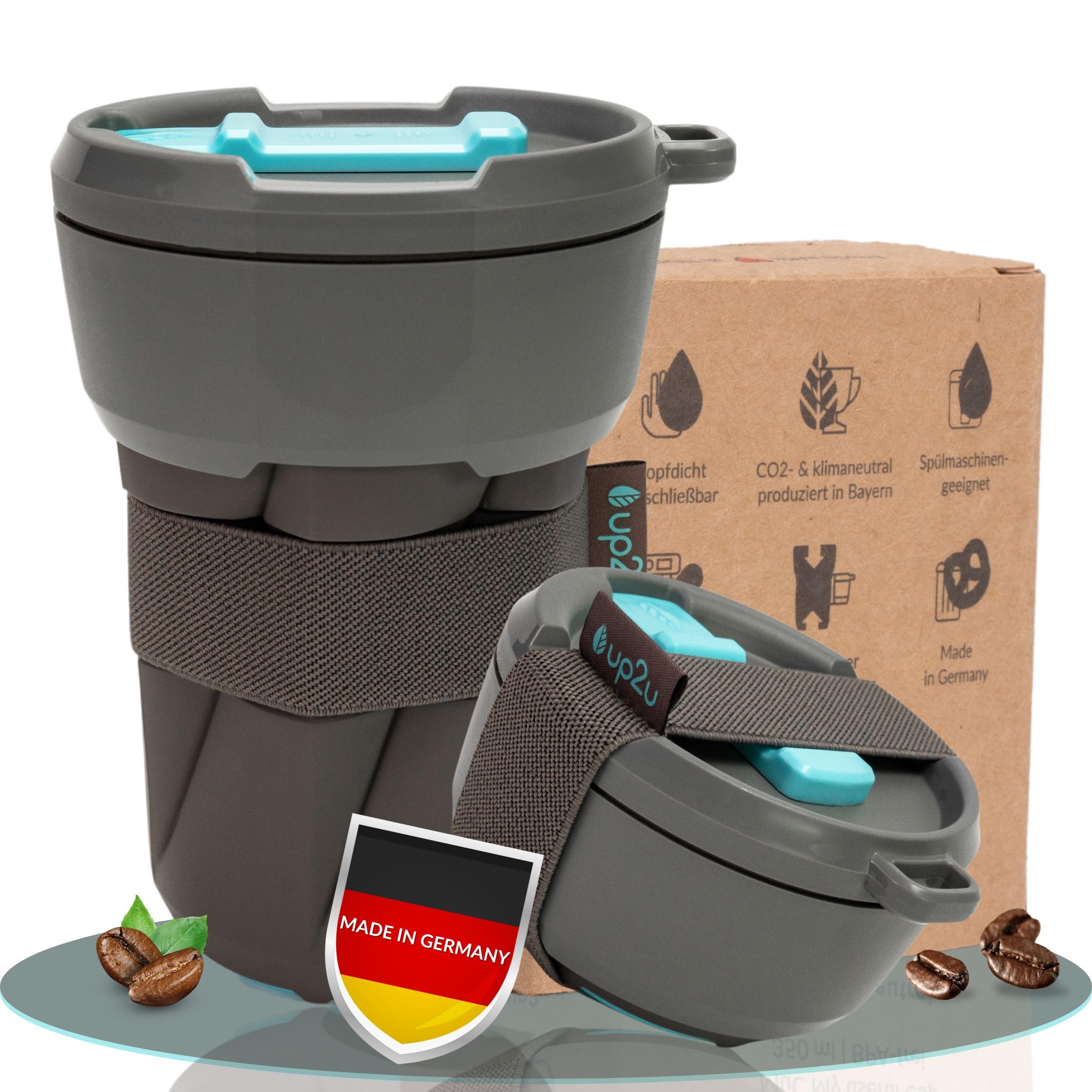 up2u MuC My Useful Cup - Foldable Coffee-to-go Mug | Climate Neutral | Made in Germany | Travel Mug | Reusable Mug | 100% recycable | 100% BPA Free | Coffee Mug | 350 ml