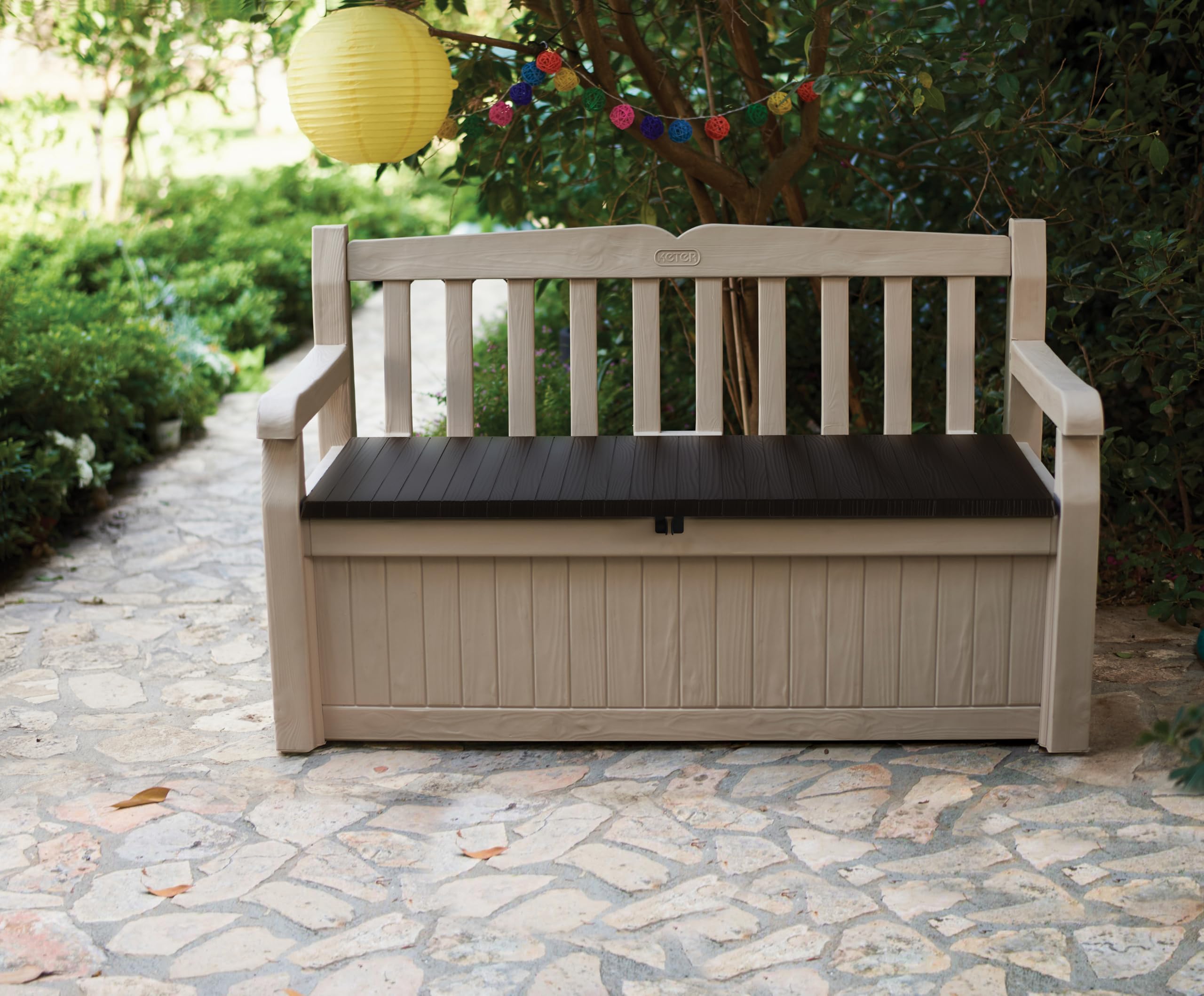 Keter Cassapanca Contenitore Eden 265L Resina Beige/Marrone 140x60x84 cm