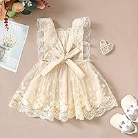 Vista 3 de Vestido de tutú de tul con encaje floral para bebé recién nacida, para el primer cumpleaños, vestido de verano para niña