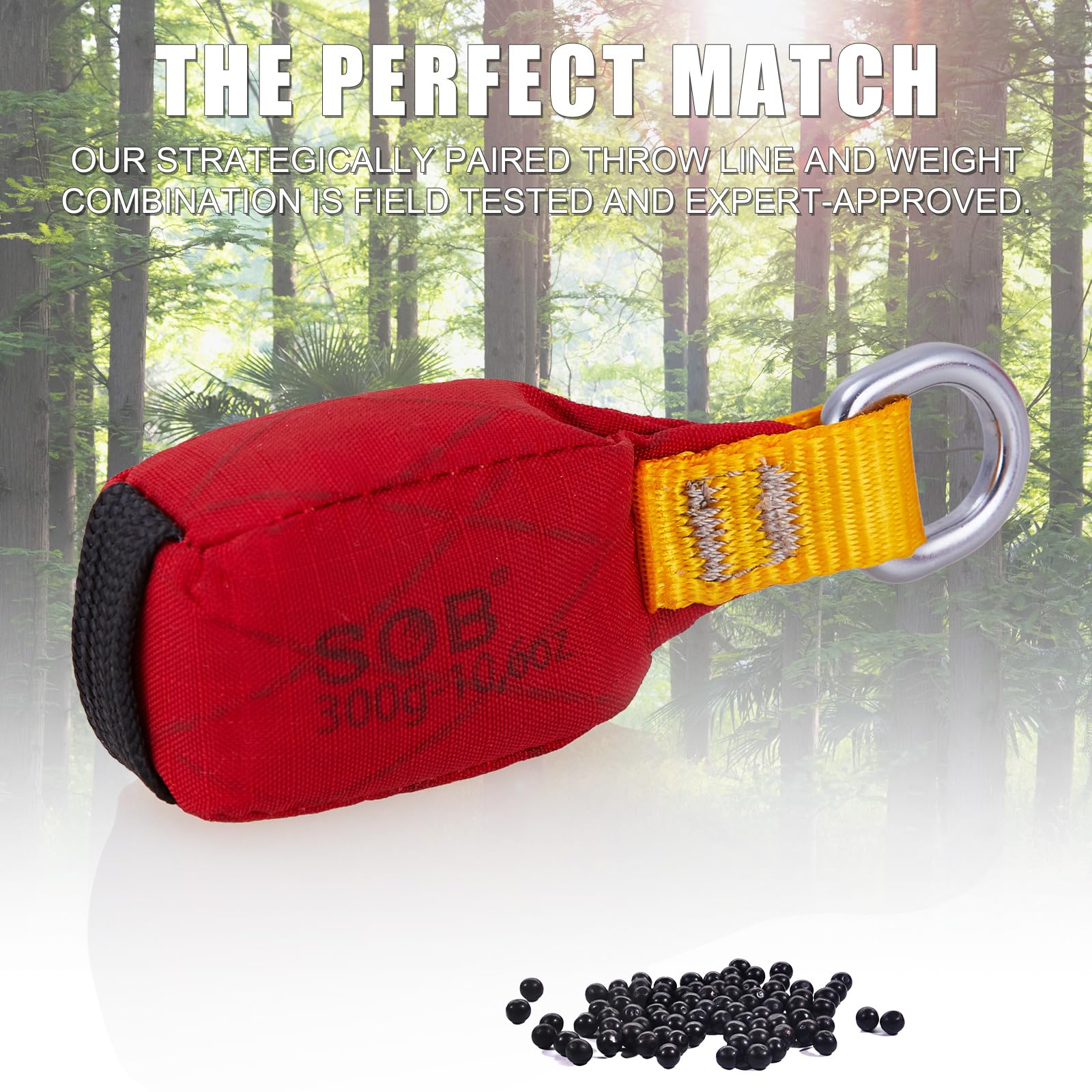 SOB Outdoor Sac de Lancer Poids pour Arboristes et Escalade - Lot de 2 avec Anneau en D, Pochette Polyvalente pour Rochers et Arbres (Sandbag d’Escalade)