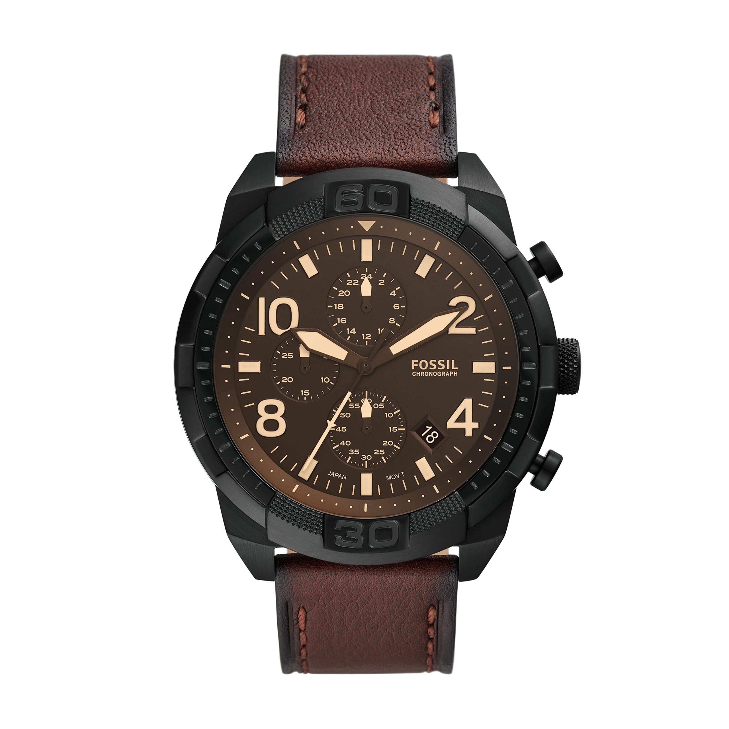 Fossilfossil Mens Bronson Stainless Steel Quartz Dress Chronograph