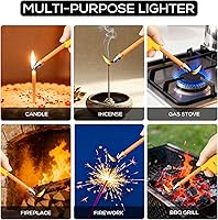 Vista 6 de Navpeak Candle Lighter Long Neck Adjustable Lighters Butane Gas Refillable Plastic Lighter Kitchen Igniter (5 Pack) (Butane Included)