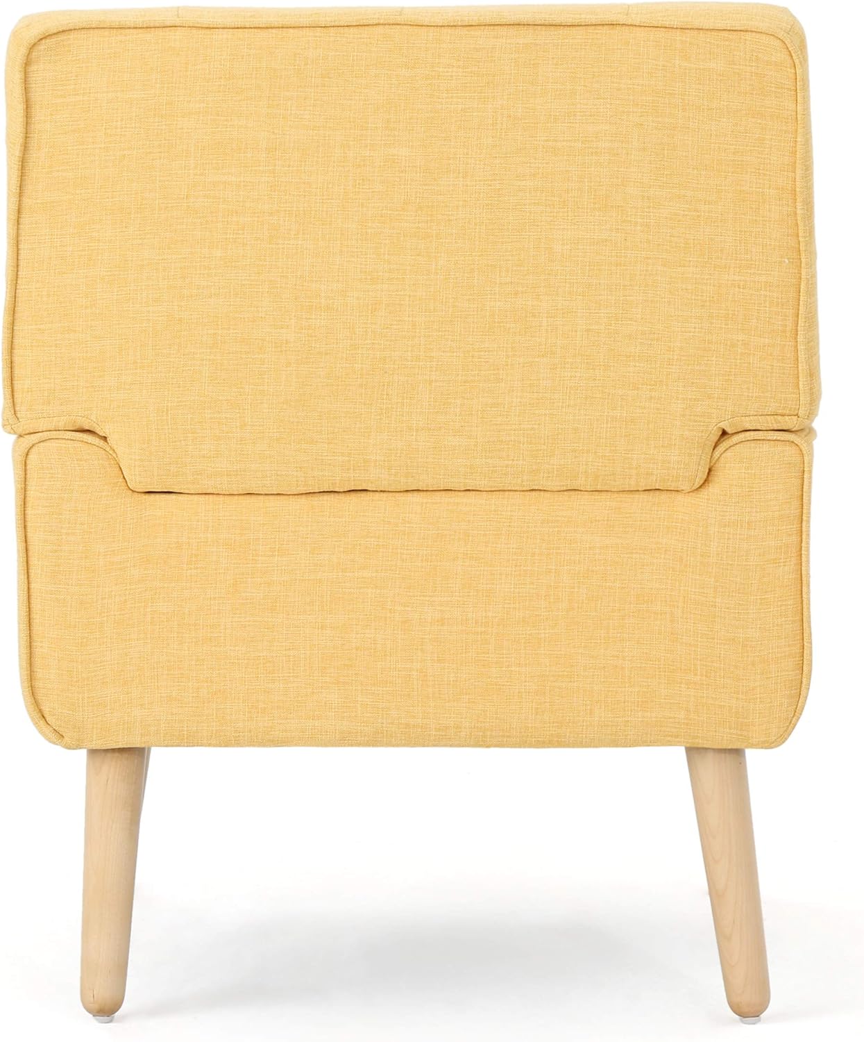 Flash Sale Christopher Knight Home Eilidh Buttoned Mid-Century Modern Fabric Chair, Muted Yellow / Natural