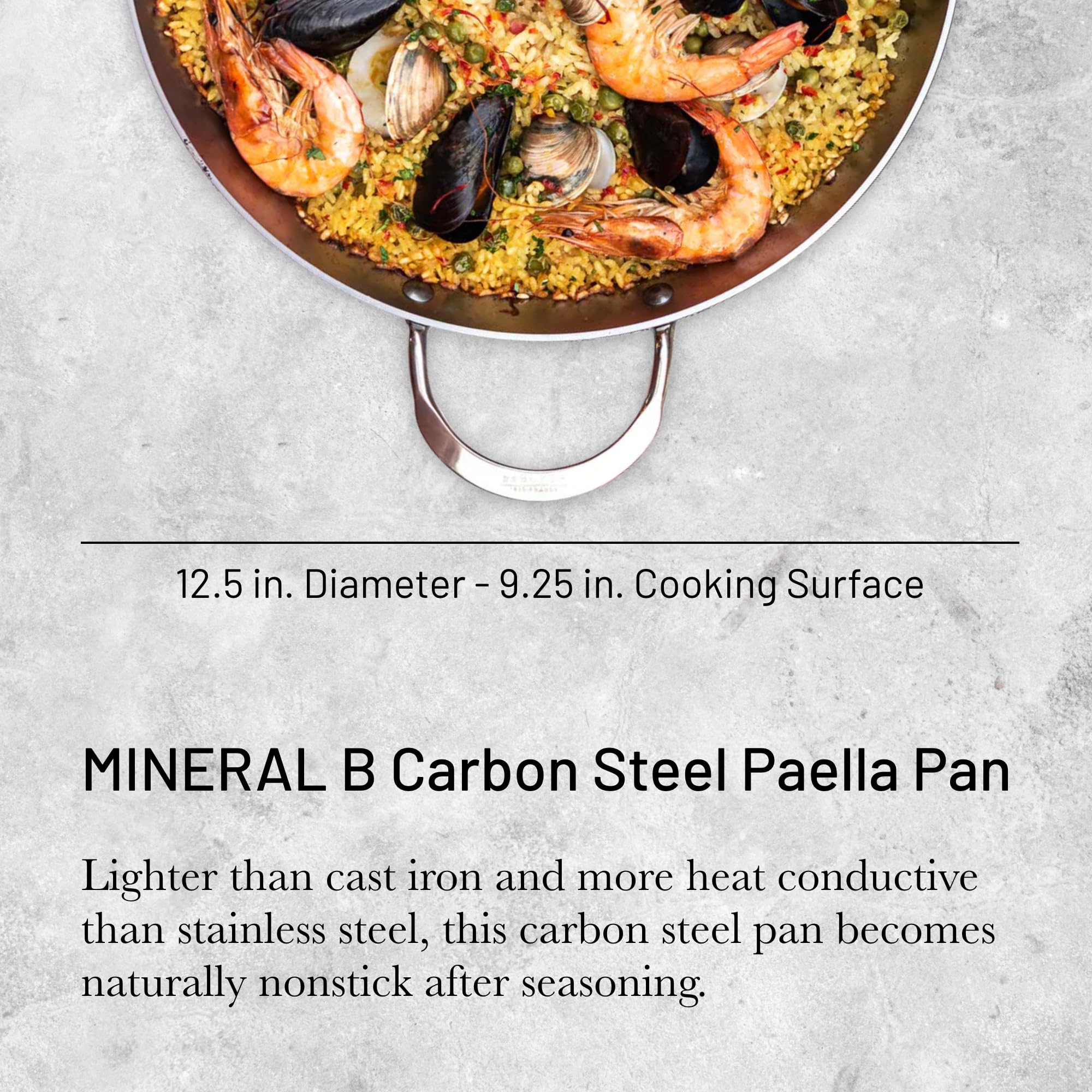 DE BUYER -5652.32 -plat a paella mineral b element 32cm | Fabriqué en France - Anti Adhérence Naturelle, Queue Rivetée et Finition à la Cire d'Abeille, Tous Feux + Flash Four