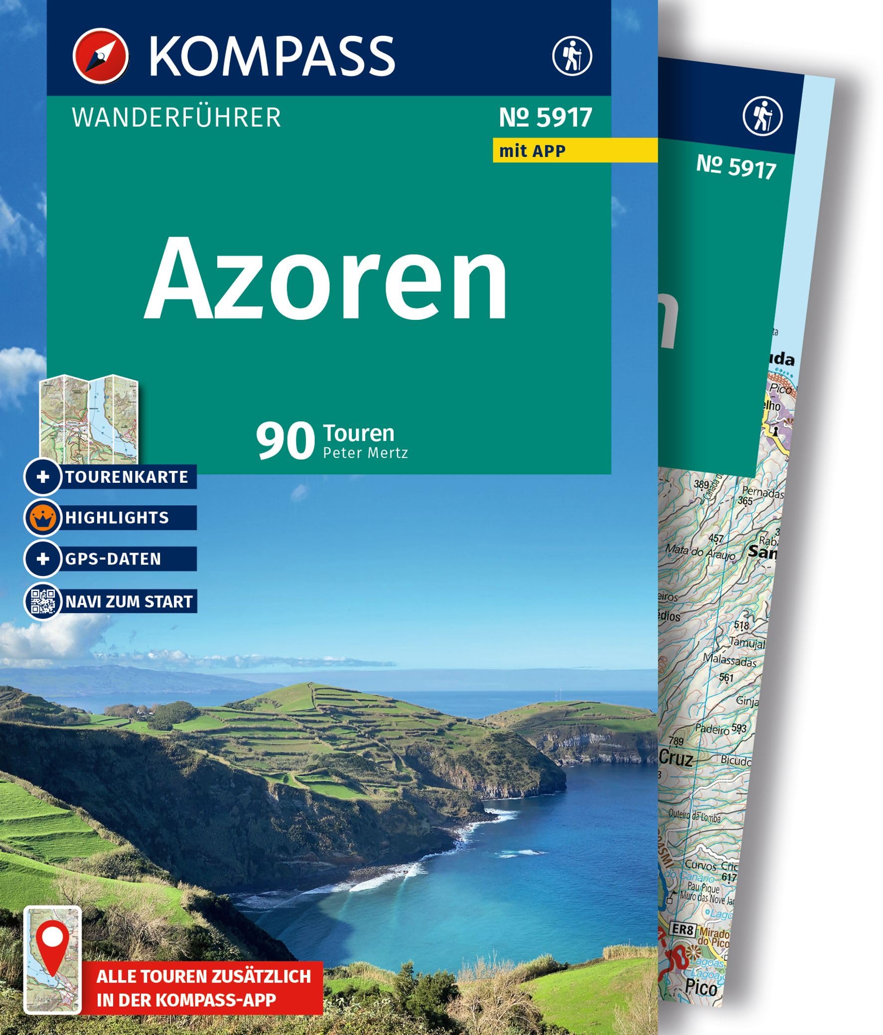 KOMPASS Wanderführer Azoren, 90 Touren mit Extra-Tourenkarte: mit Touren und GPS-Daten in der KOMPASS-App