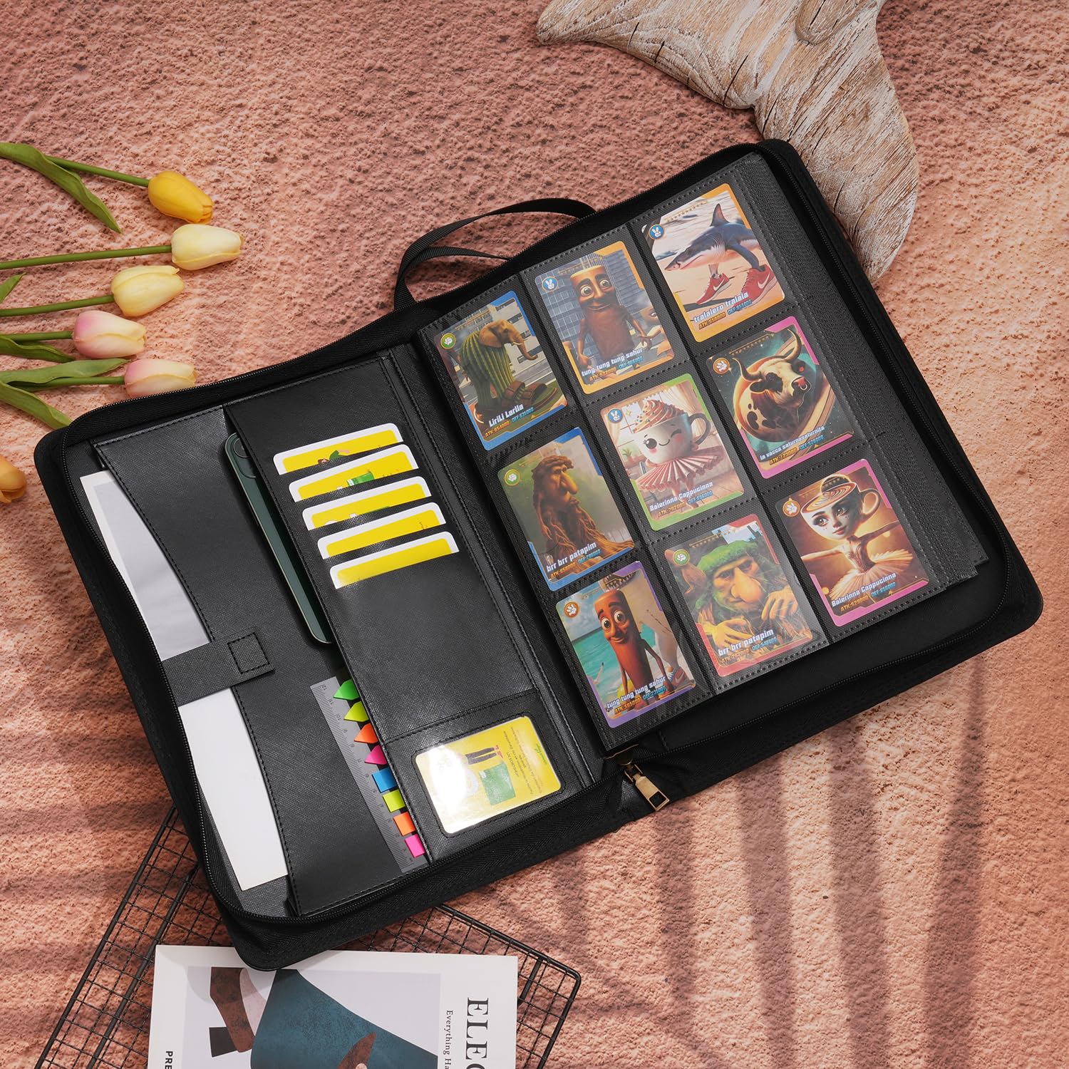 Wonderpool 9-Pocket Ruilkaartenmap met rits voor 540 kaarten lederen pu Wonderpool 9-Pocket Ruilkaartenmap met rits voor 540 kaarten lederen pu