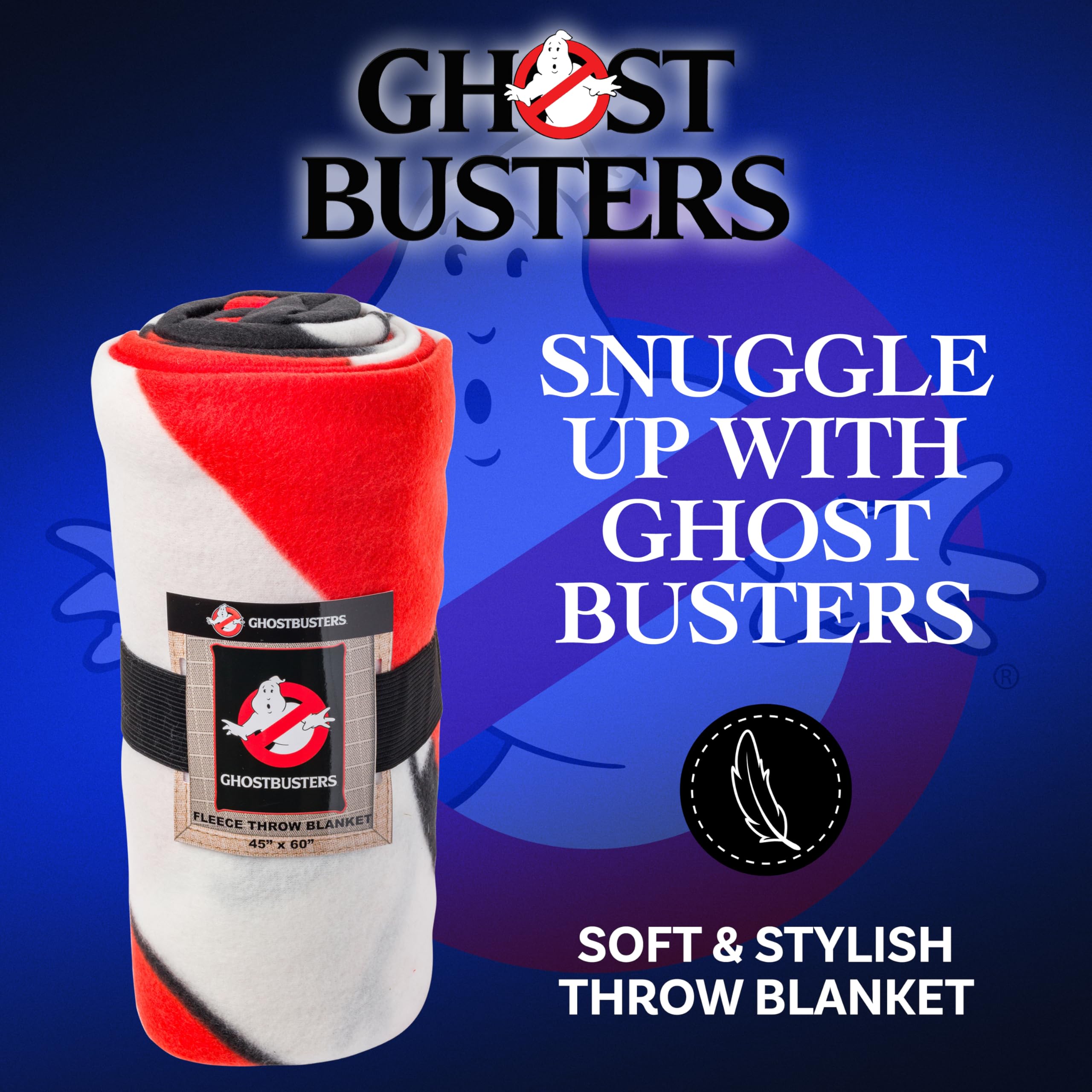 Silver Buffalo Fleece-Überwurf, Ghostbusters No Ghost Movie Logo, 114,3 x 152,4 cm, weiche und gemütliche Decke, 180 g/m²