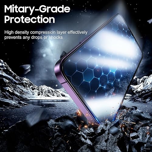 Miniatura 6 de UniqueMe Protector de pantalla para iPhone 14 Pro Max, paquete de 2 unidades, kit de polvo automático película de vidrio templado antiarañazos 10