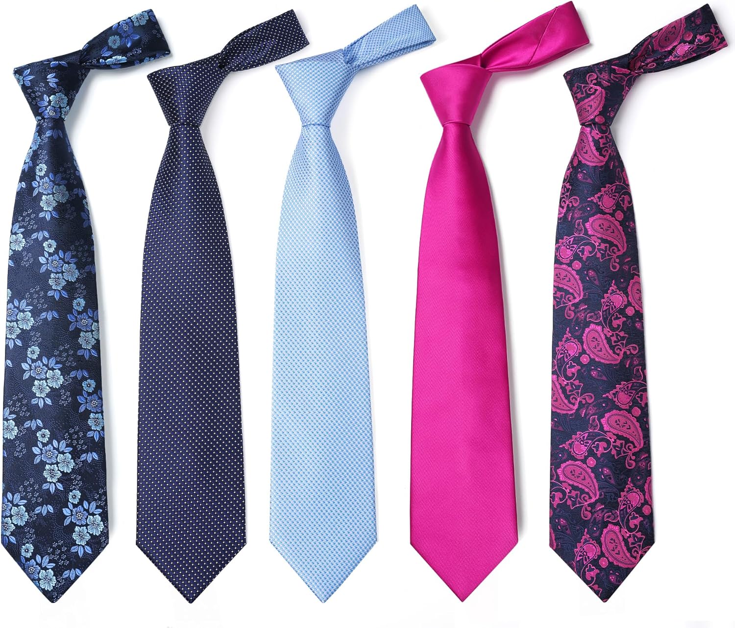 HISDERN Mens Ties Set 5PCS Collection Tie with Pocket Sqaure Formal Business Necktie Present Box Neckties Set for Men