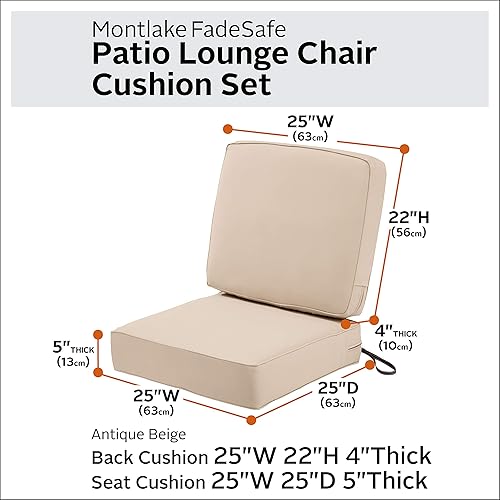 Miniatura 60 de Classic Accessories Montlake - Juego de cojines para patio resistentes al agua, 25 x 25 x 5 pulgadas (asiento)/25 x 22 x 4 pulgadas (respaldo)
