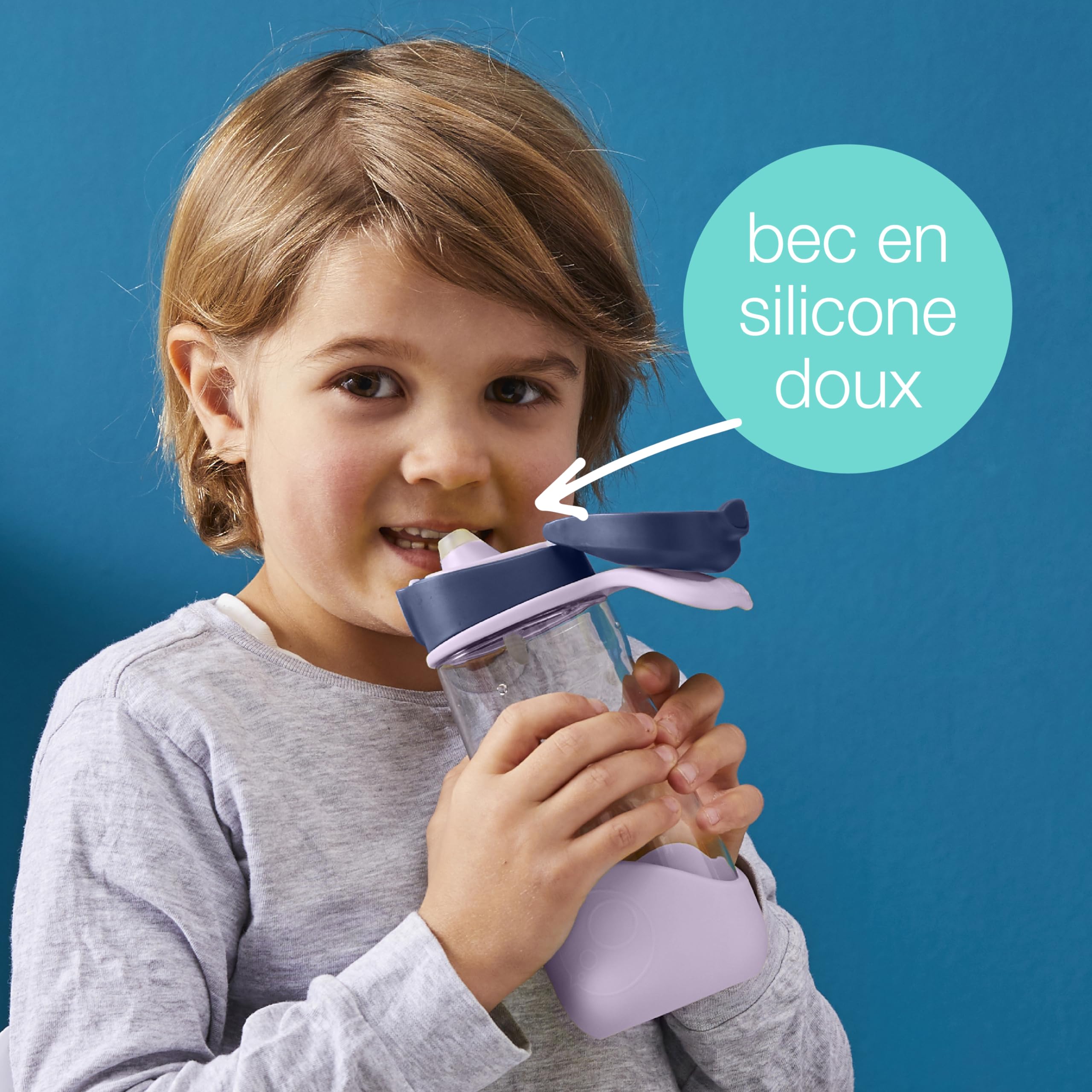 b.box Gourde Sport à Bec | Bouteille d'Eau à Préhension Facile et Couvercle Étanche | Design Moderne et Cool Adapté aux Enfants, Inclinez et Sirotez | 450 ml