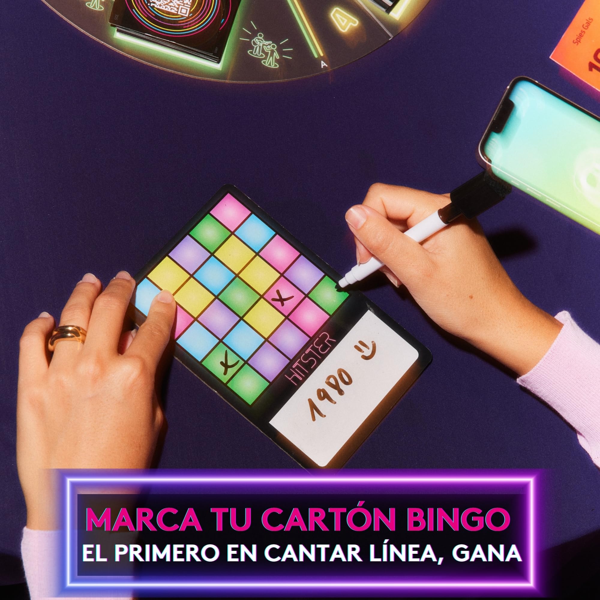 Hitster Bingo Music - Juegos de Mesa para Adultos, Juego Bingo Musical, Juego de Fiesta, de 2 a 10 Jugadores, diversión con Amigos y Familia, Español (ES)
