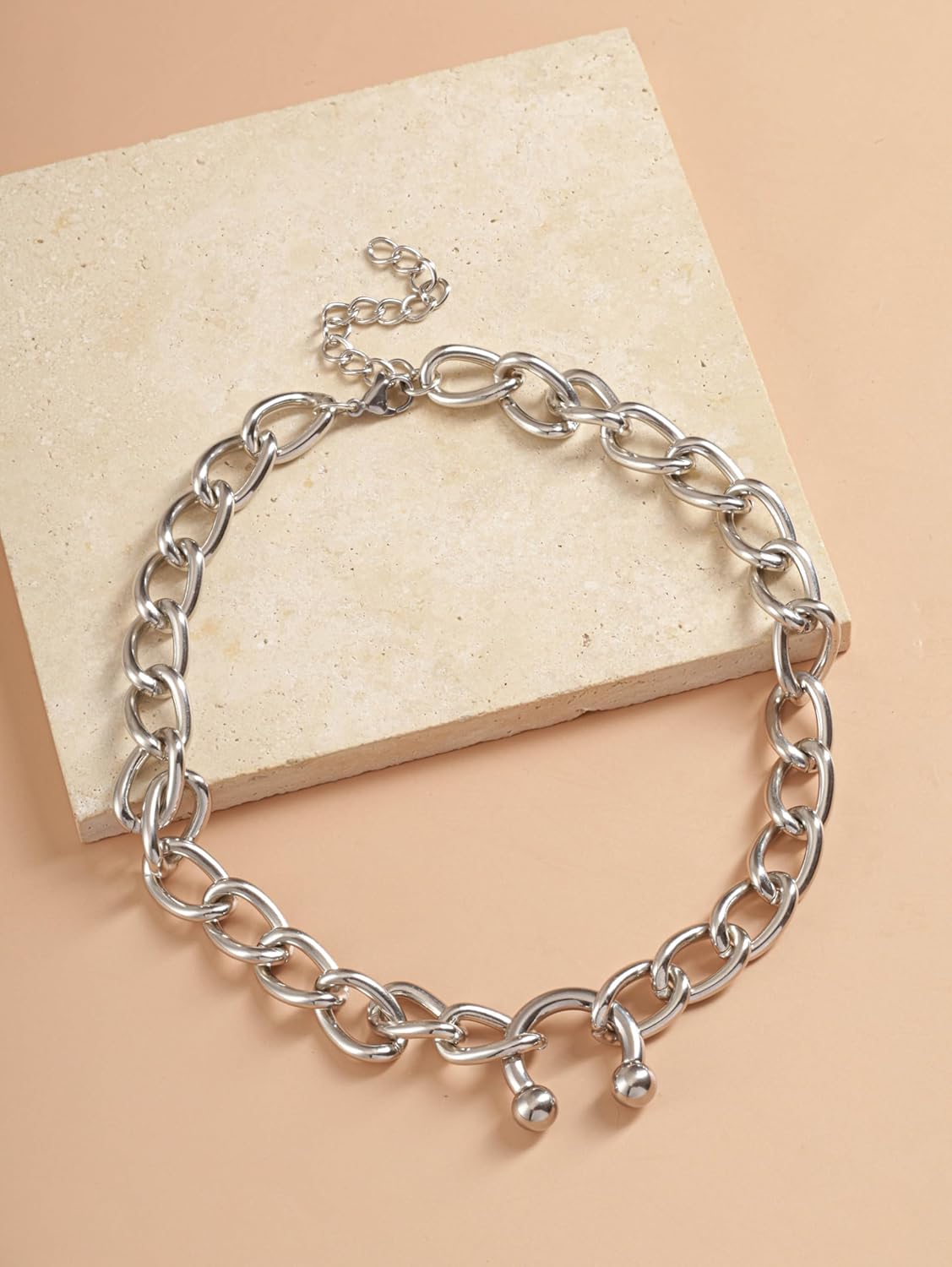 Sacina Silver Chunky Choker, Stainless Steel Chain, Punk & Gothic Necklace for Women - Image 5