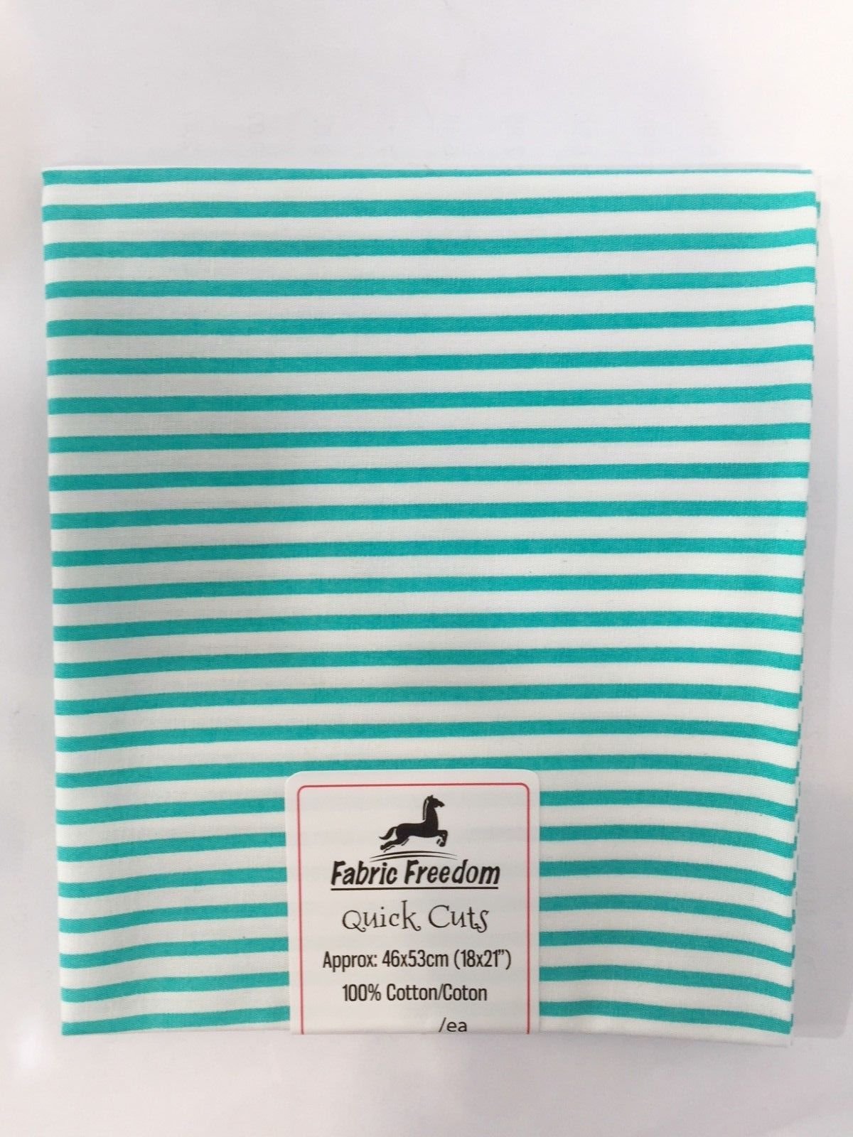 Mint Green | 100% Cotton Poplin Fabric 1 Fat Quarter 2mm Candy Stripes 46cm x 53cm (18" x 21") Patchwork Quilting Material Dressmaking Quick Cuts