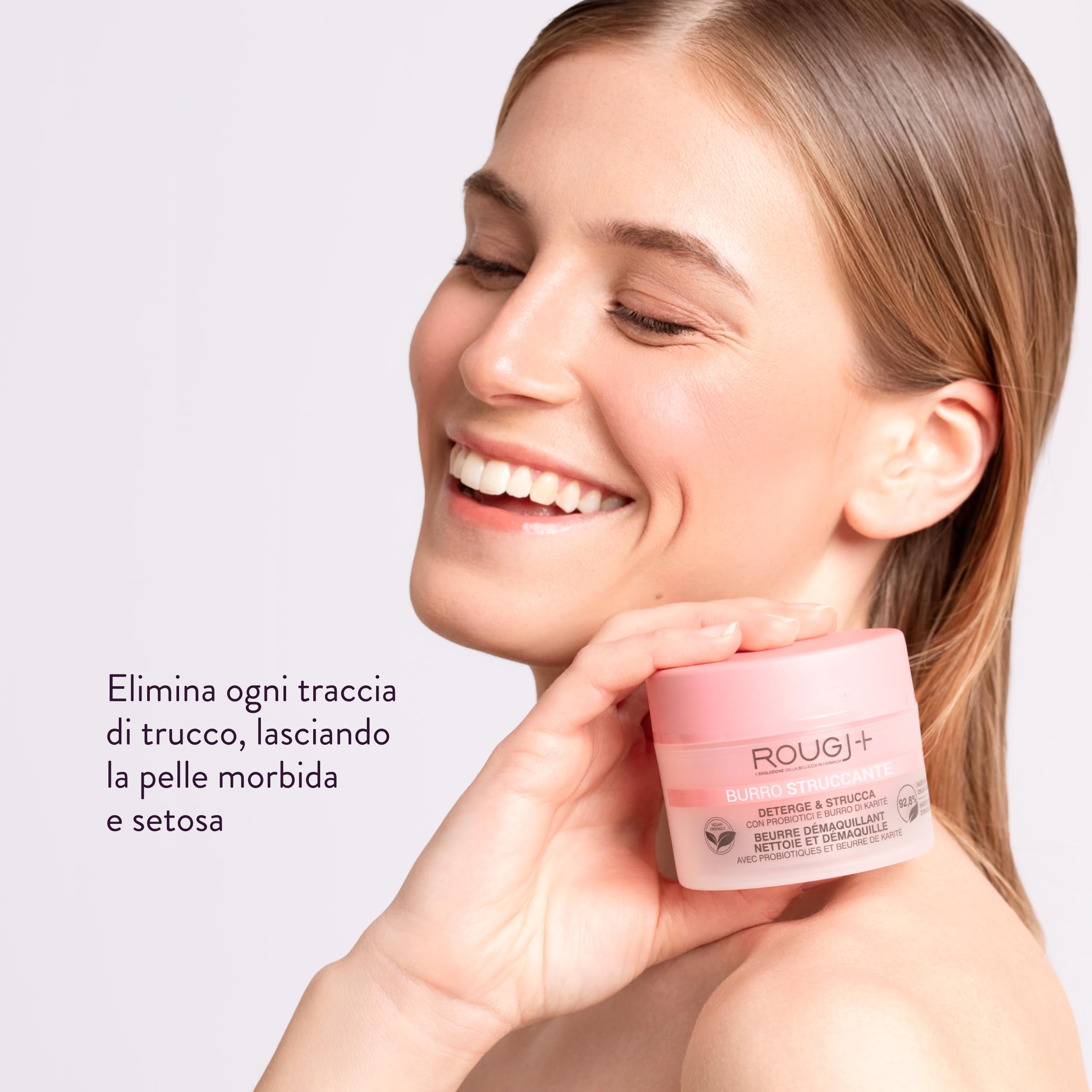 BURRO STRUCCANTE ROUGJ - Burro Struccante Viso e Occhi, Detergente Trucco Waterproof Texture Balsamo Trasformabile, Formula Oleosa Nutriente con Karité Mandorle Vinacciolo - Made in Italy