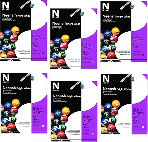 Neenah Cartulina blanca brillante, 8-1/2 x 11 pulgadas, 65 libras, paquete de 250/cartón, se vende como 6 cajas