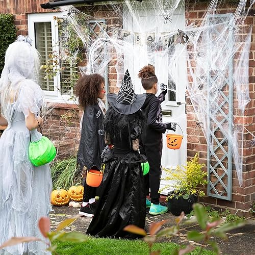 Miniatura 2 de Telarañas de 800 pies cuadrados para decoración de Halloween con 90 arañas falsas, telarañas falsas elásticas para arbustos, fiestas temáticas de