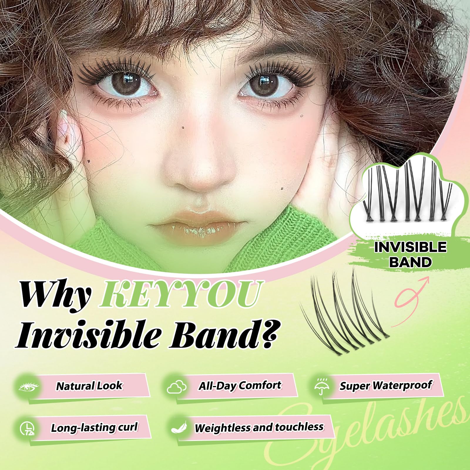KEYYOU DIY Lash Clusters - Invisible-Style Eyelash Extensions