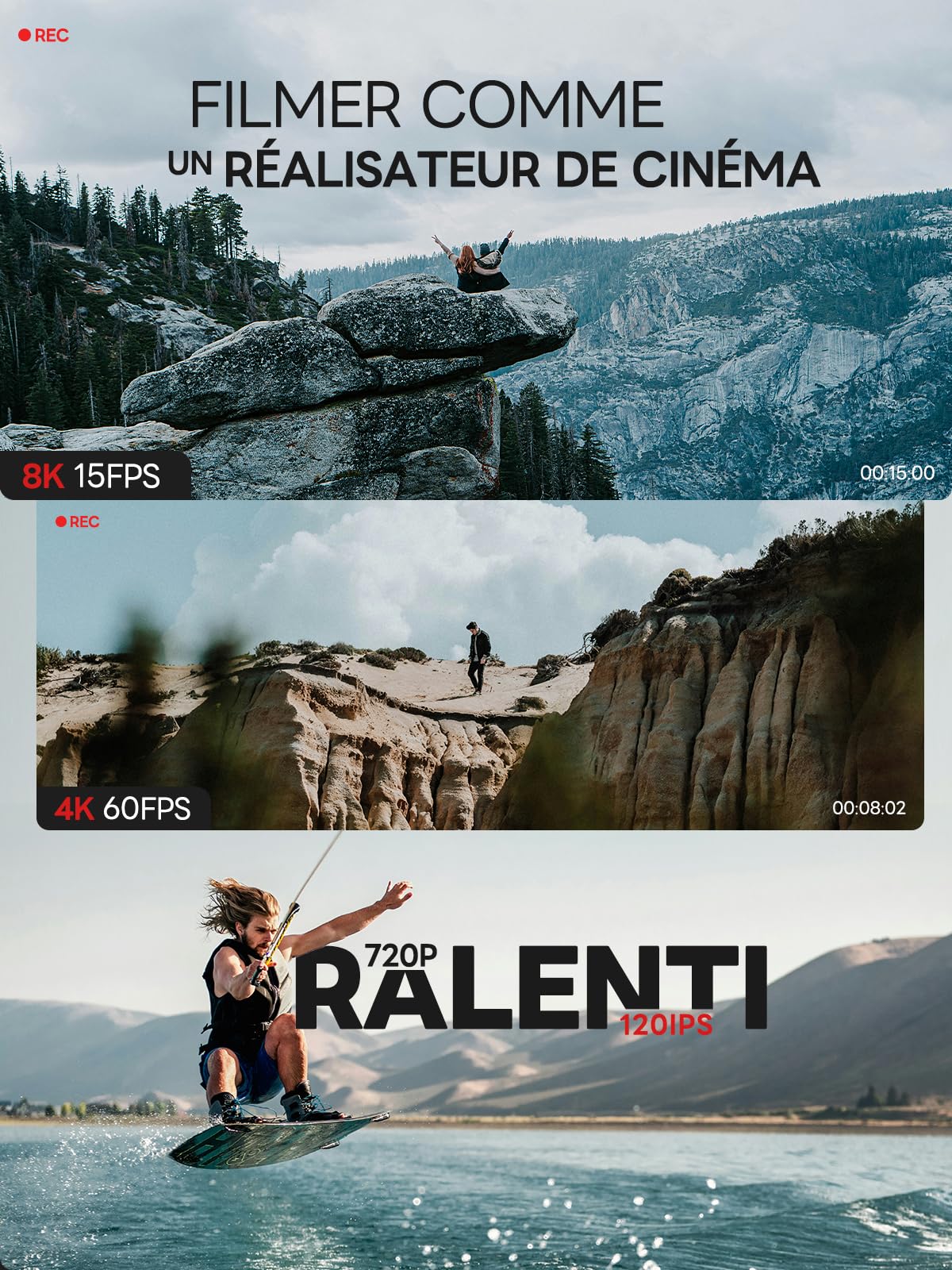 NBD Appareil Photo Numérique 8K 64MP, Autofocus, Zoom Numérique 16X, Noir | Écran 180°, WiFi, griffe flash, 2 batteries, carte 64Go, 8K/15FPS, 4K/60FPS, micro-HDMI, vlog