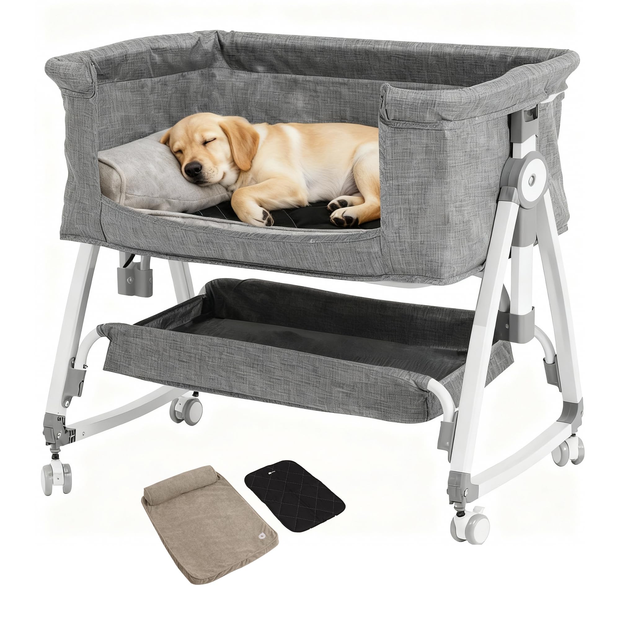 Cama para Perro Junto a la Cama Ajustable en Altura con 6 Niveles