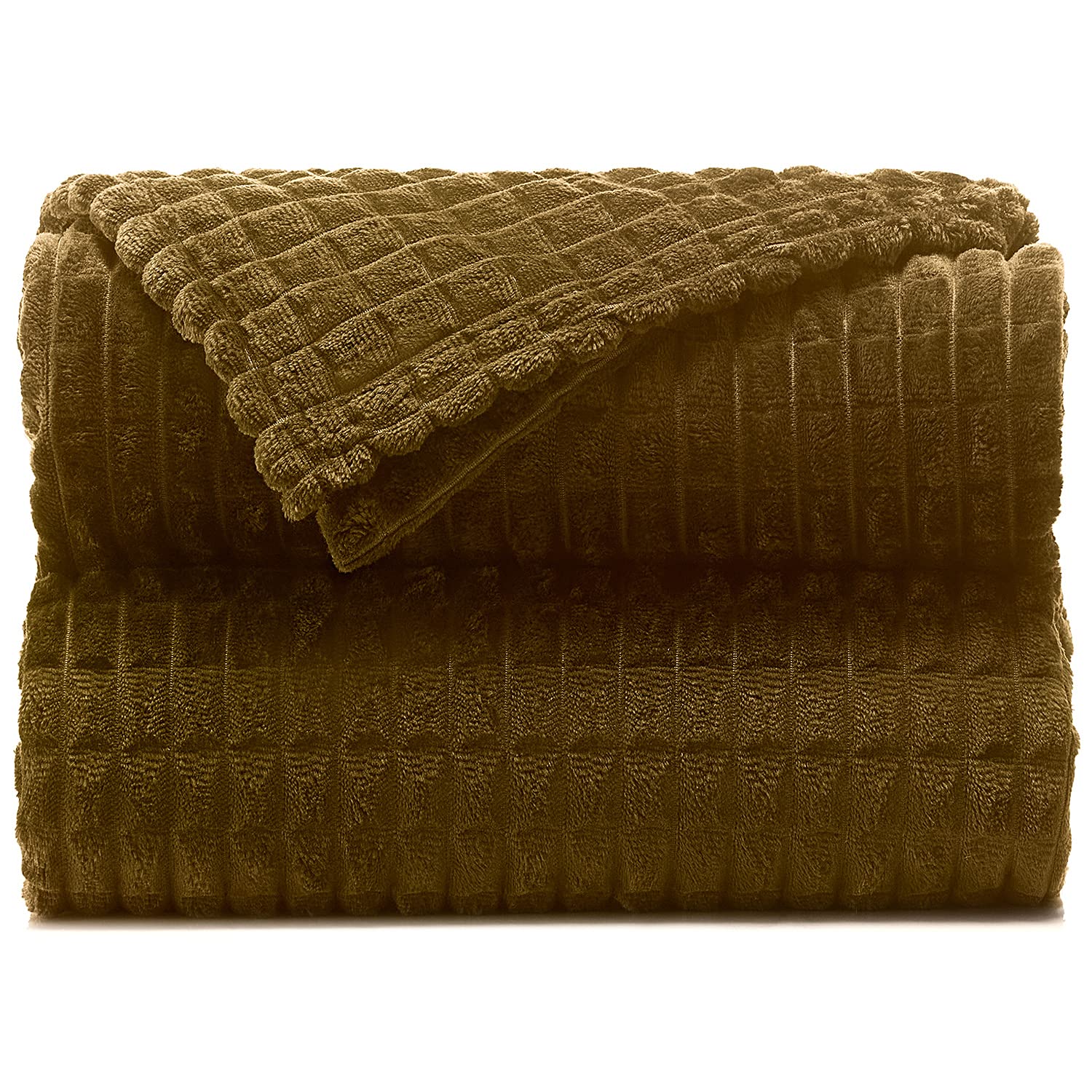 Malinad Waffel Fleece Twin Blanket 152x203,Military Olive