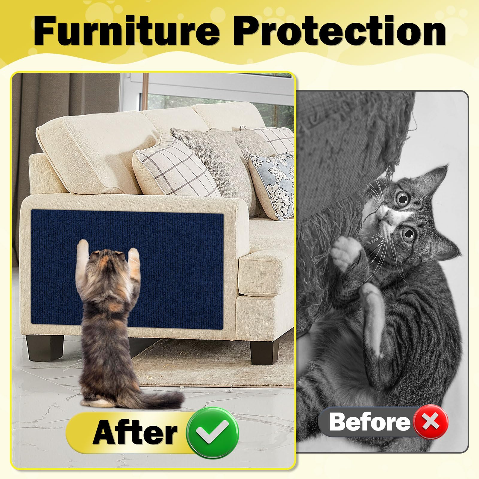 Rascador de Pared para Gatos de 78,7" x 11,8" para Gatos de Interior, Protector de Muebles antiarañazos para Gatos, rascador de Esquina para Pared, Repuesto para estantes de Postes