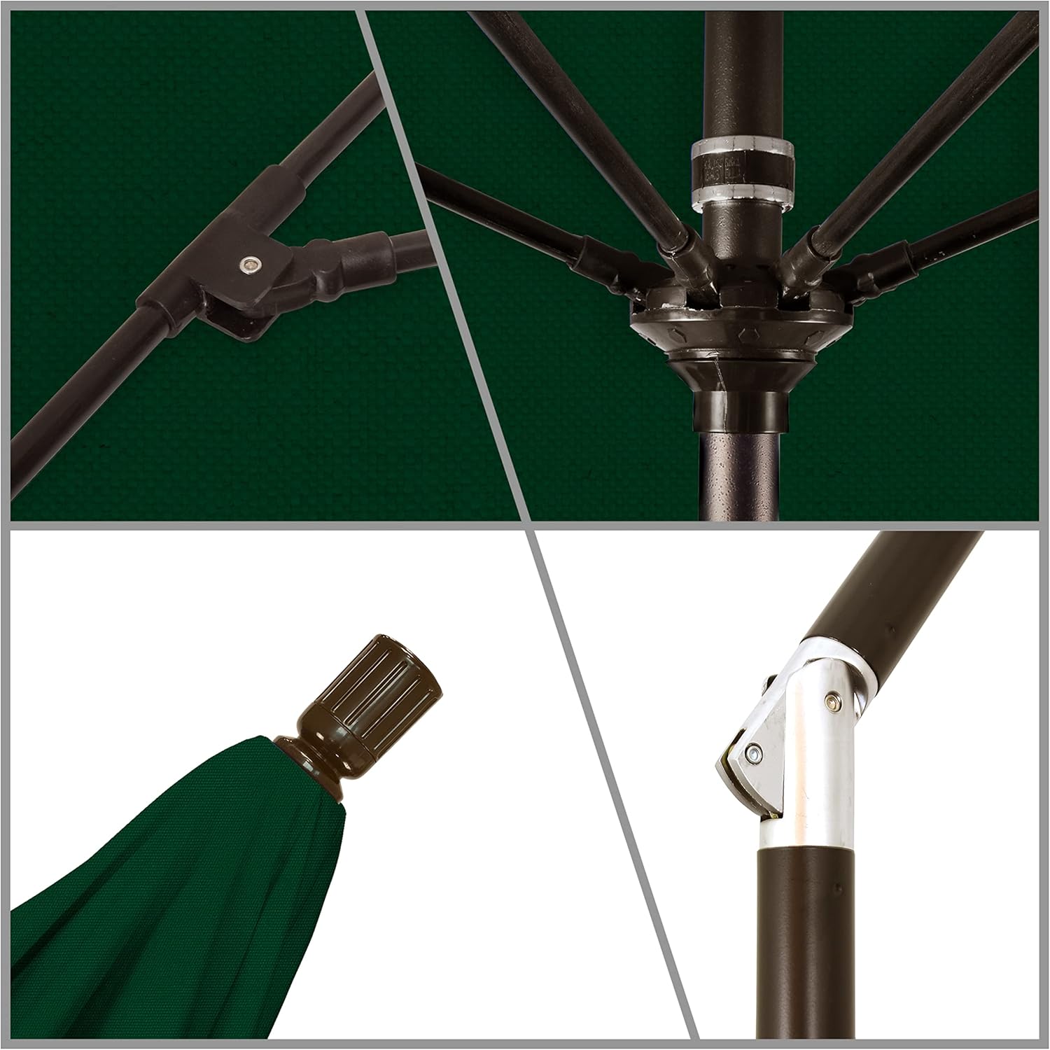 California Umbrella 7.5' Round Crank Lift, Collar Tilt, Aluminum Pole, Fiberglass Rib Patio Umbrella, Bronze Finish, Hunter Green