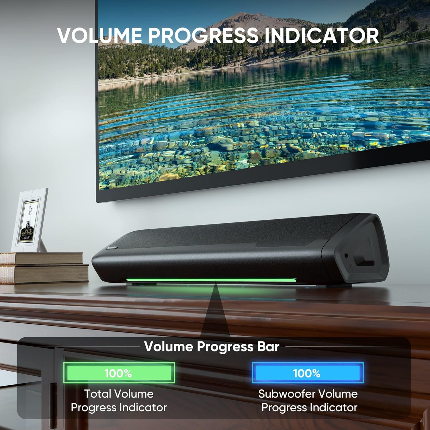 Saiyin Soundbar con Subwoofer per TV 17 Pollici 2.1 Canali Bluetooth Ottico AUX