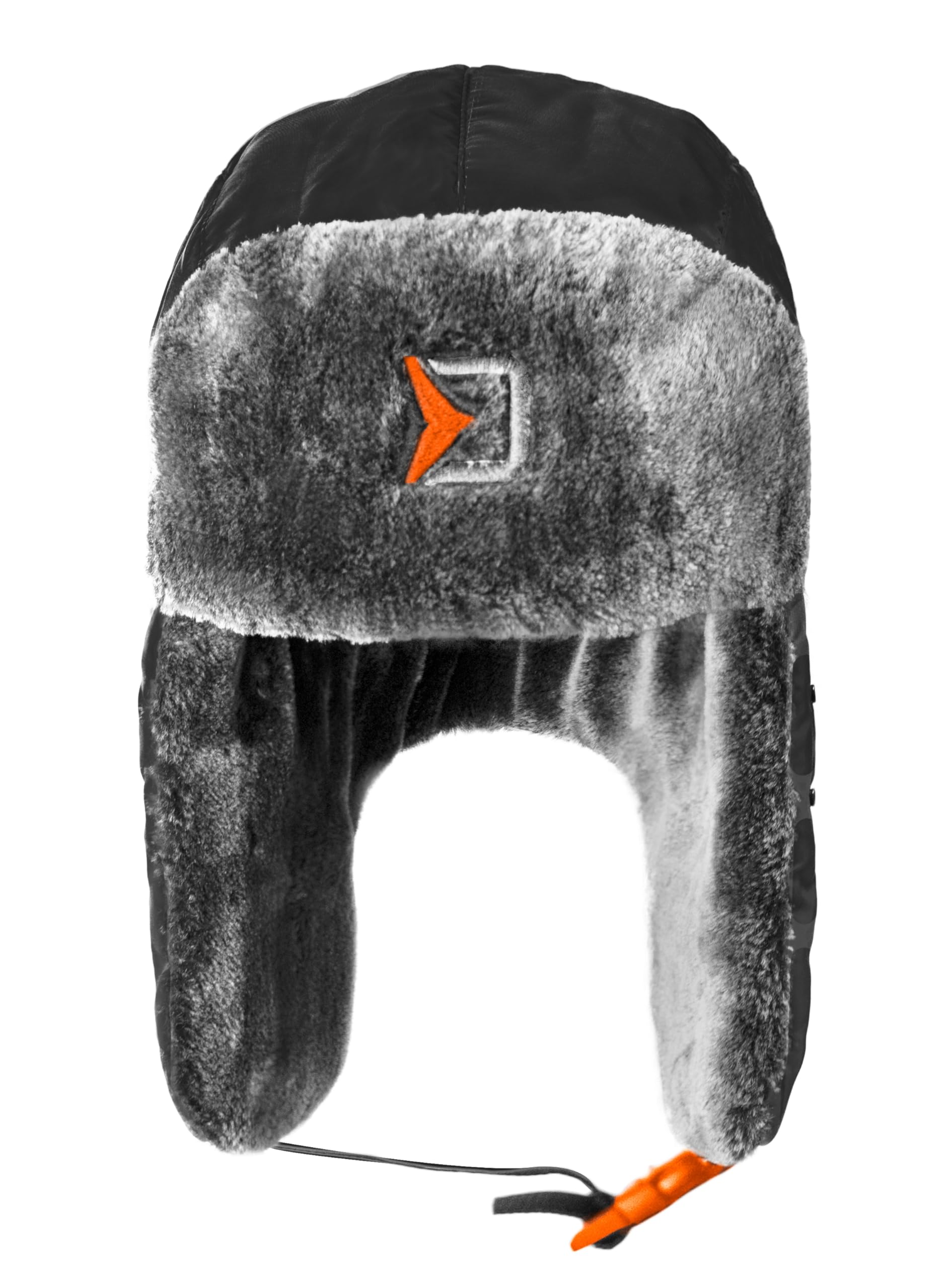 Bonnet de pêche chaud rembourré Pêche en bateau Street Fishing Doodaas Pêche Hiver Polaire Bonnet d'hiver Bonnet de glace, Noir/Gris/Orange, taille unique