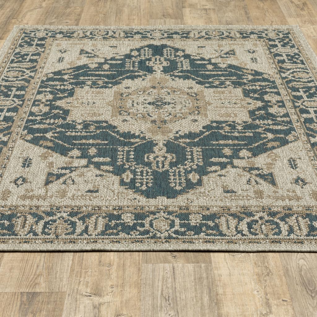 5 x 7 ft. Oriental Stain Resistant Indoor & Outdoor Rectangle Area Rug Grey