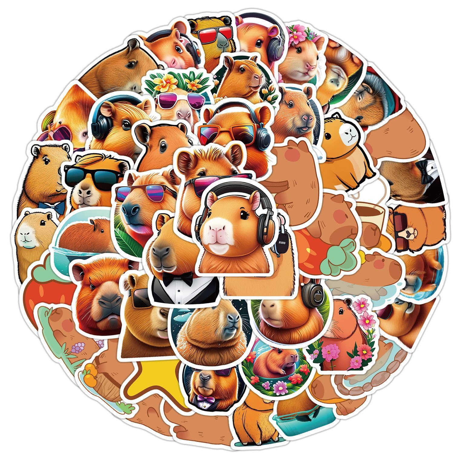 Niedliche Capybara Vinyl Aufkleber 50 Stück für Laptop, Computer, Skateboard, niedliche Aufkleber, Geschenk für Kinder, Teenager, Wasserfest…