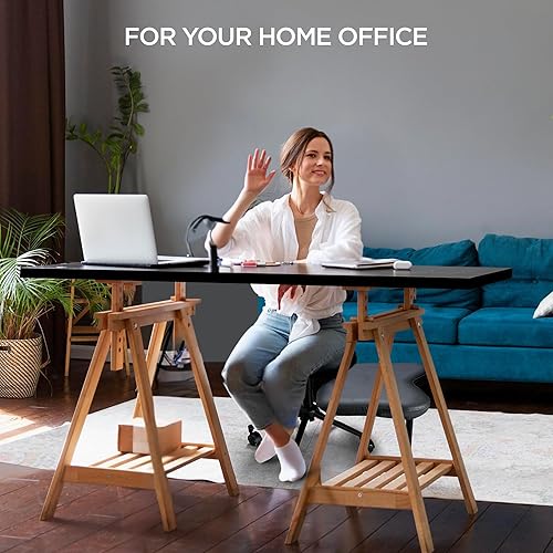 Miniatura 7 de Silla de meditación con patas cruzadas, silla de oficina para adultos con ruedas, soporte ergonómico para la espalda y reposapiernas para múltiples