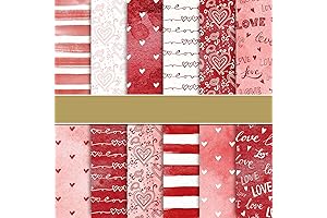 Whaline 24Pcs Valentine's Day Decoupage Paper, 30x30cm Double Sided Watercolor Heart Scrapbook...