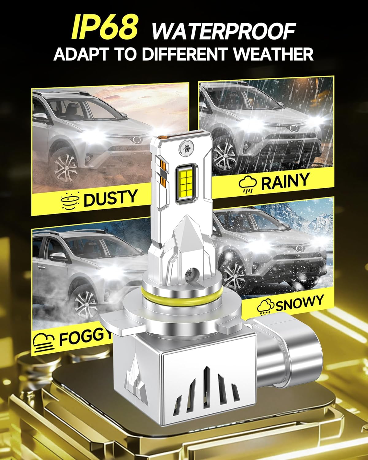 Fog Bulbs Fit for Toyota RAV4 2016-2019, Latest&Brightest High&Low Beam Fog Light Bulbs Combo 800% Brightness 6000K Cool White, CANbus Ready, Plug and Play, Pack of 4